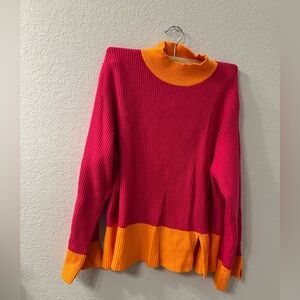 Sugarlips Pink‎ Striped Cowl Neck Sweater viscose blend